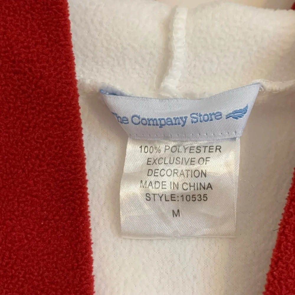 The Company Store Bathrobe Boys or Girls Hooded Fleece Size Med White Burgundy
